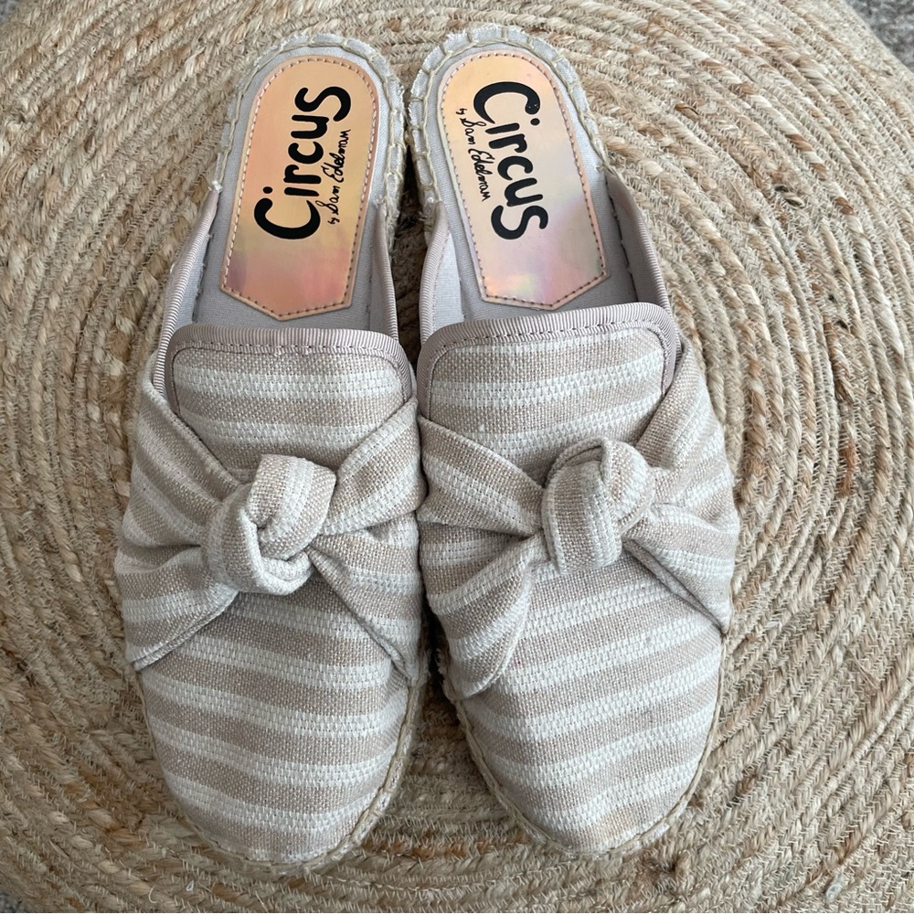 Circus by Sam Edelman Luciana Tan Stripe Slip On Mule Flats Shoes - Size 8.5
